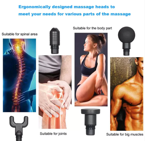 Pistola de masajes PRO con 4 cabezales INCLUIDOS